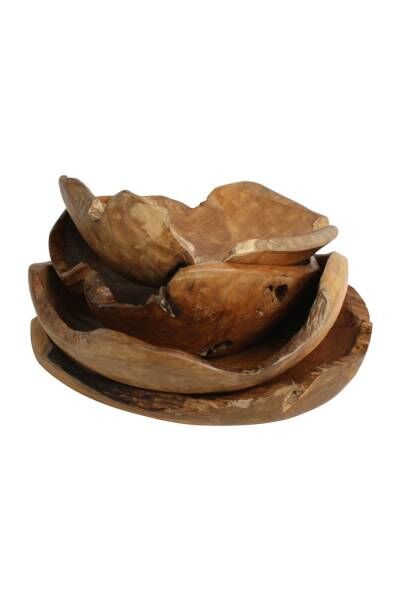 Teakholz-Schale Handgefertigt Natural ca. 40cm Ø